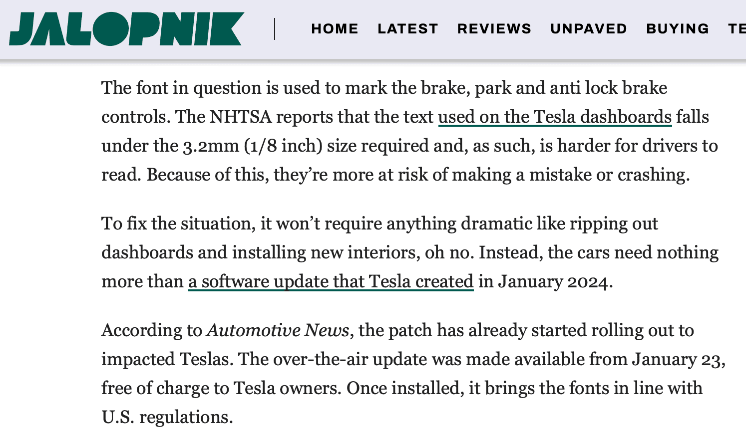 Tesla Cybertruck First NHTSA recall for Cybertruck - Incorrect Font Size on Instrument Panel Warning Lights Screenshot 2024-02-03 at 12.26.25 PM