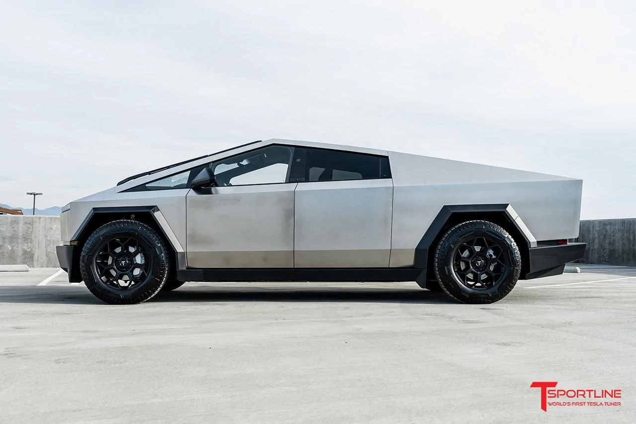 Tesla Cybertruck CT7 Fully Forged Cybertruck Wheels - 7 Spoke Lightweight Design with Dual Knurled Beads by T Sportline cig-cozy-gallery-11917QSQ-foundation-series-cybertruck-aftermarket-wheels-20-ct7-satin-black-