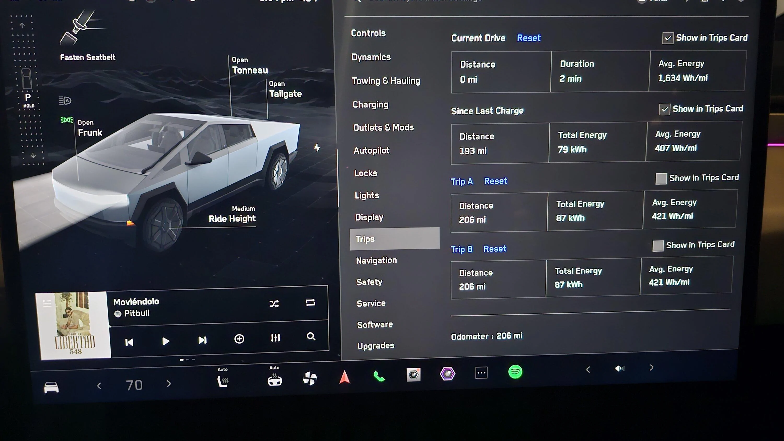 Tesla Cybertruck Picked up and drove 193 miles. How did I do? 20240209_203437