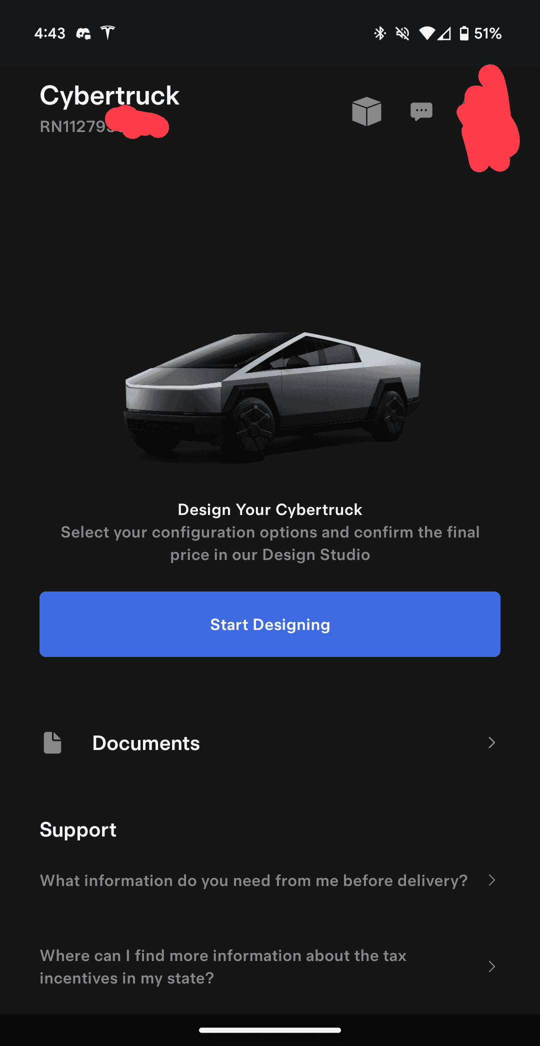 Tesla Cybertruck Was the vin section always visible in app before ordering? UPDATE: Got him! Screenshot_20231229-164322~2