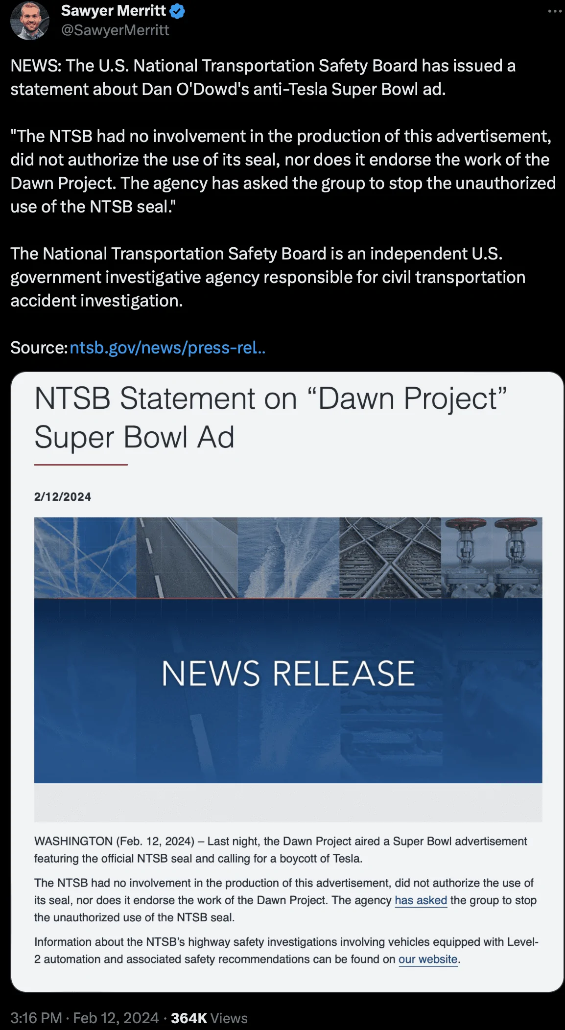 Tesla Cybertruck Boycott Tesla’ ads to air during Super Bowl Screenshot 2024-02-12 at 7.58.05 PM