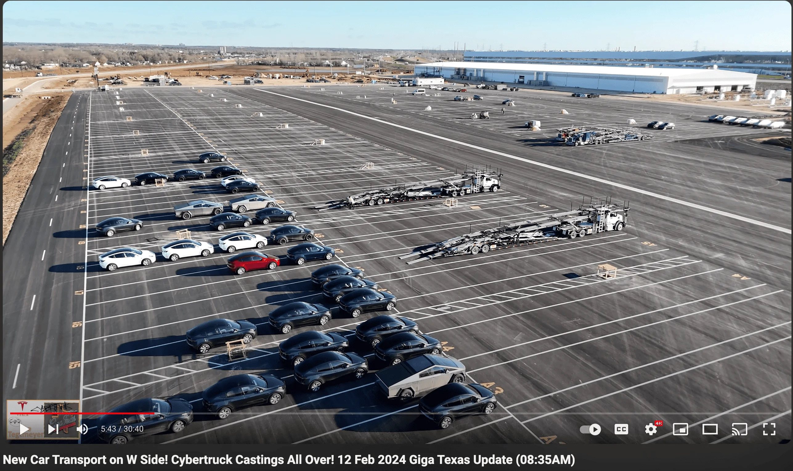 Tesla Cybertruck Gigafactory Texas Cybertruck outbound video February 9 w/Feb 12 update Screenshot 2024-02-12 at 8.21.48 PM