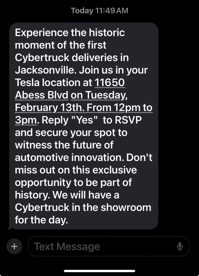 Tesla Cybertruck Florida VIN Just Assigned! Non Employee 1707792183580