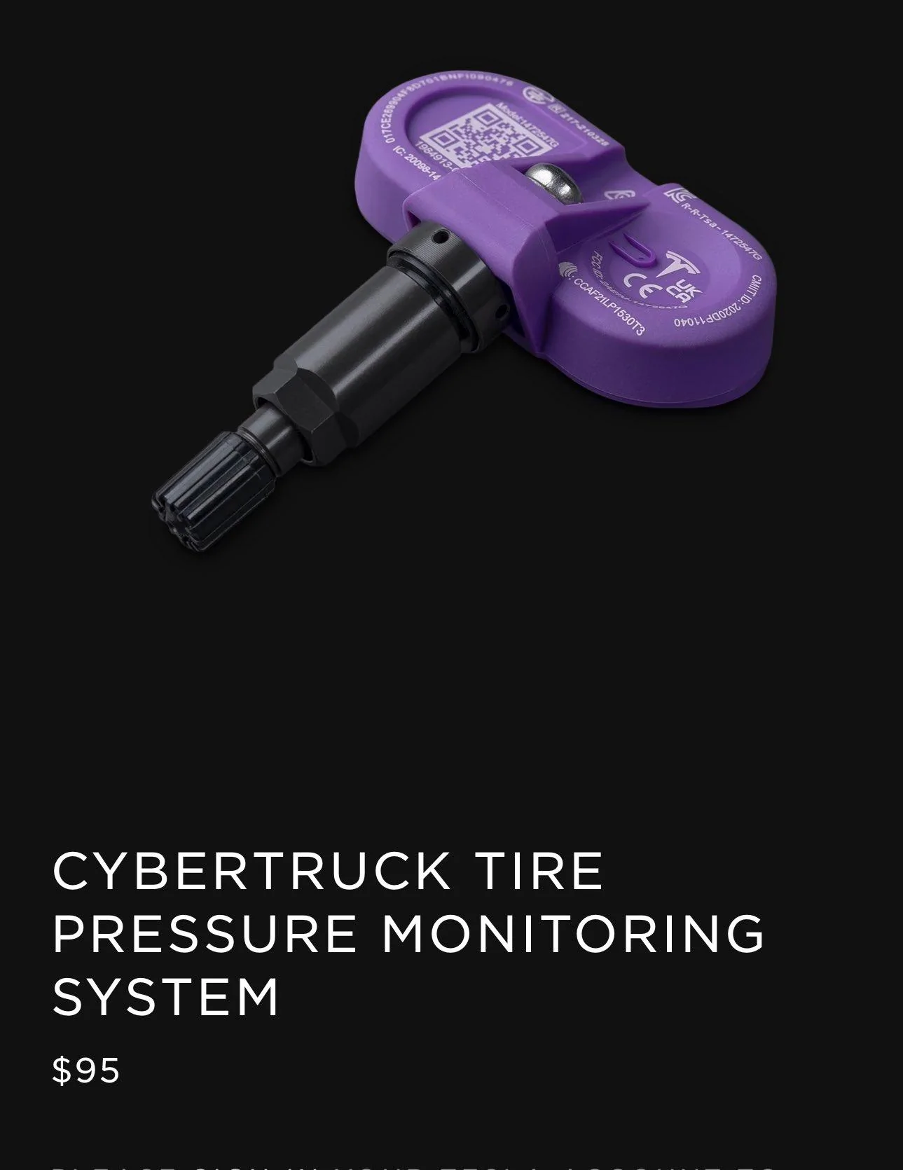 Tesla Cybertruck $95 Cybertruck TPMS Tire Pressure Monitoring System now being sold tesla cybertruck tpms tire pressure monitoring system