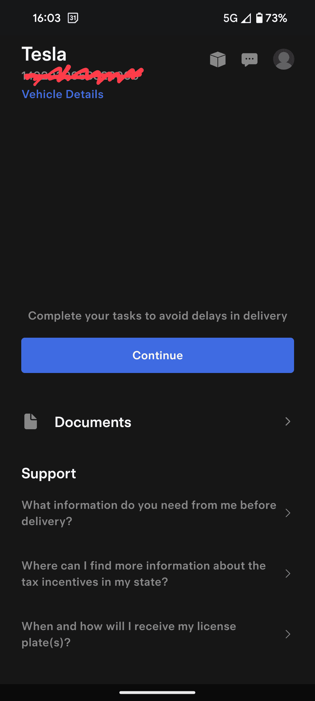 Tesla Cybertruck 16 digit number in Tesla app instead of RN 1000106630