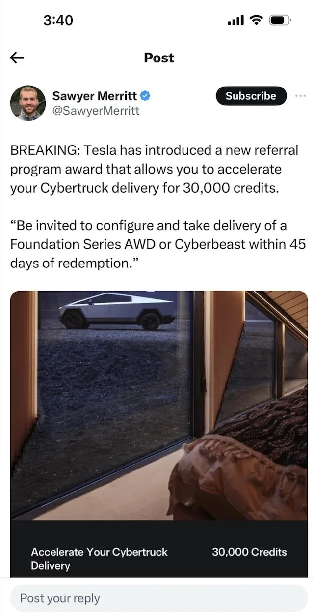 Tesla Cybertruck Slowing Foundation Series ordering? Image 2-16-24 at 7.29 AM