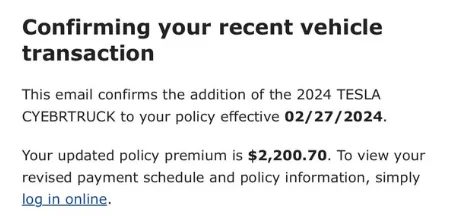 Tesla Cybertruck Insurance cost / quotes / premiums for Cybertruck -- what's yours? 💲 zimage7468