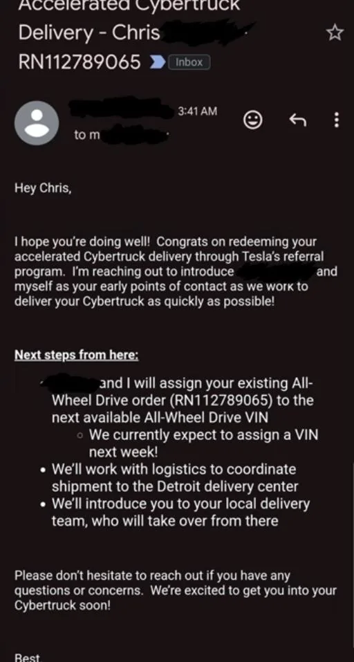 Tesla Cybertruck Accelerate your Cybertruck delivery with 30,000 Referral Credits Screenshot_20240217_161345_YouTu