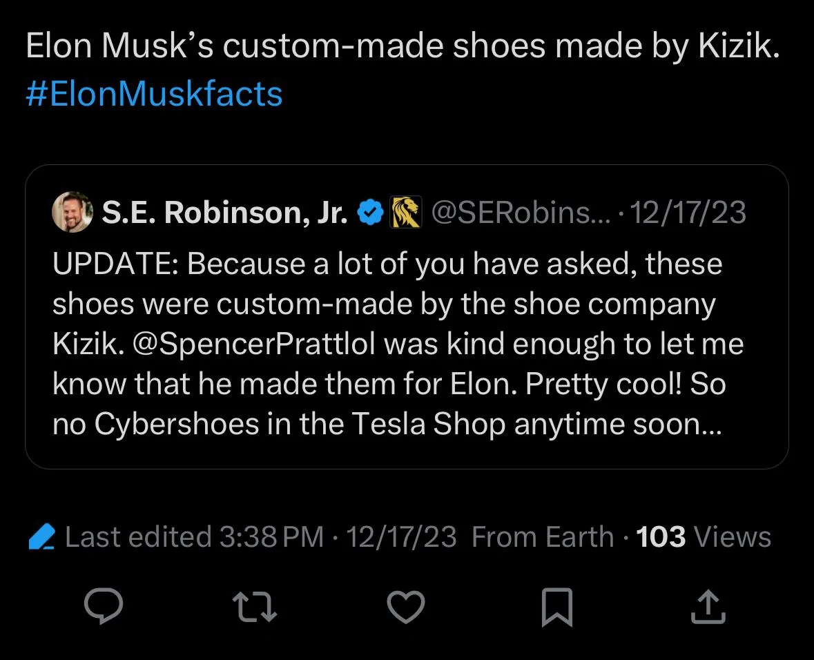 Tesla Cybertruck Elon wearing Cybertruck sneakers shoes IMG_3143