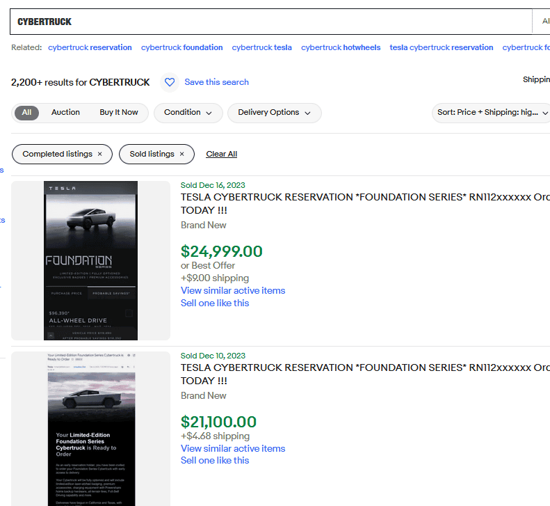 Tesla Cybertruck Cybertruck sold on eBay for $190,000 zimage7496
