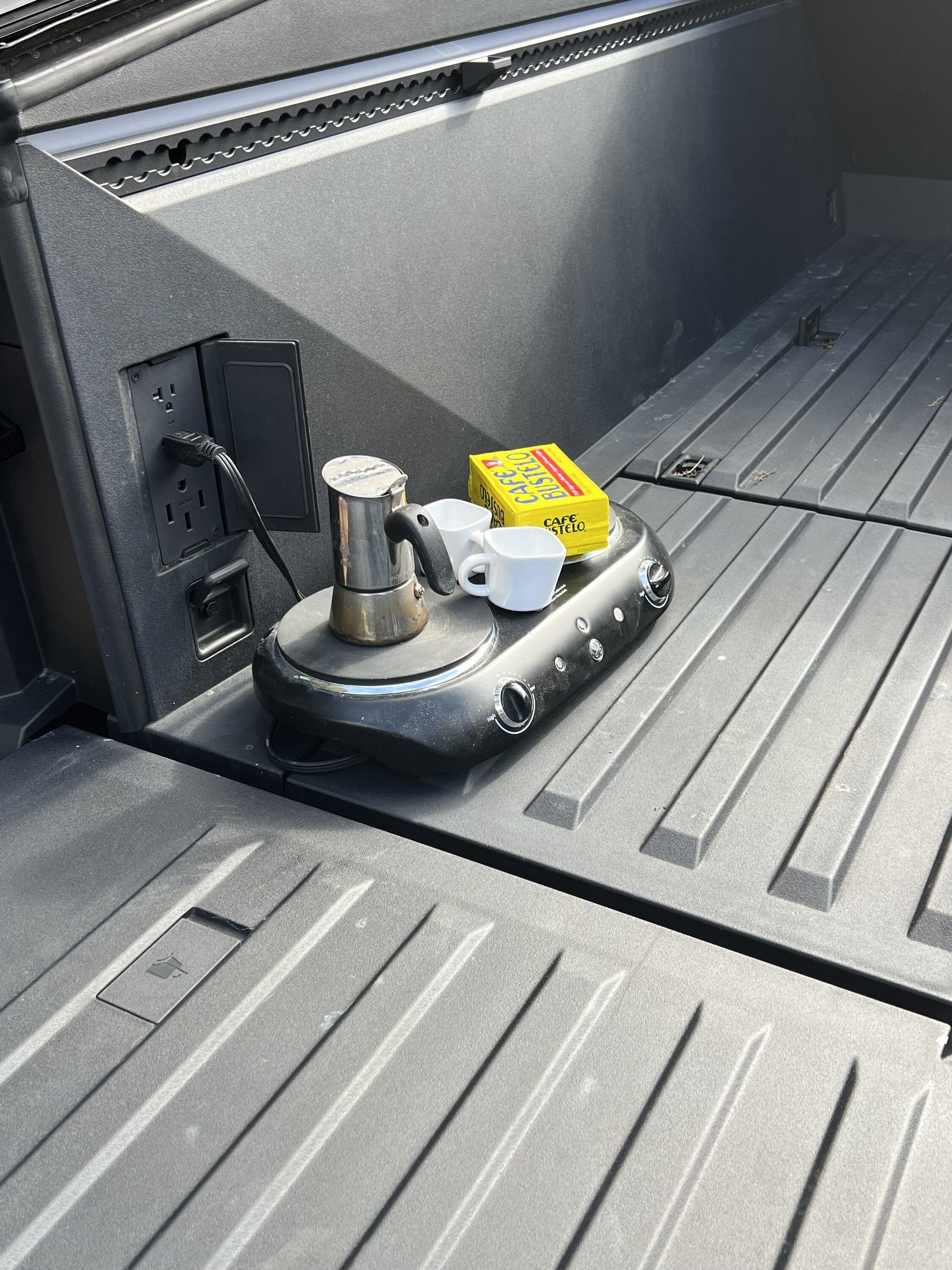 Tesla Cybertruck Espresso Maker In Bed IMG_4849