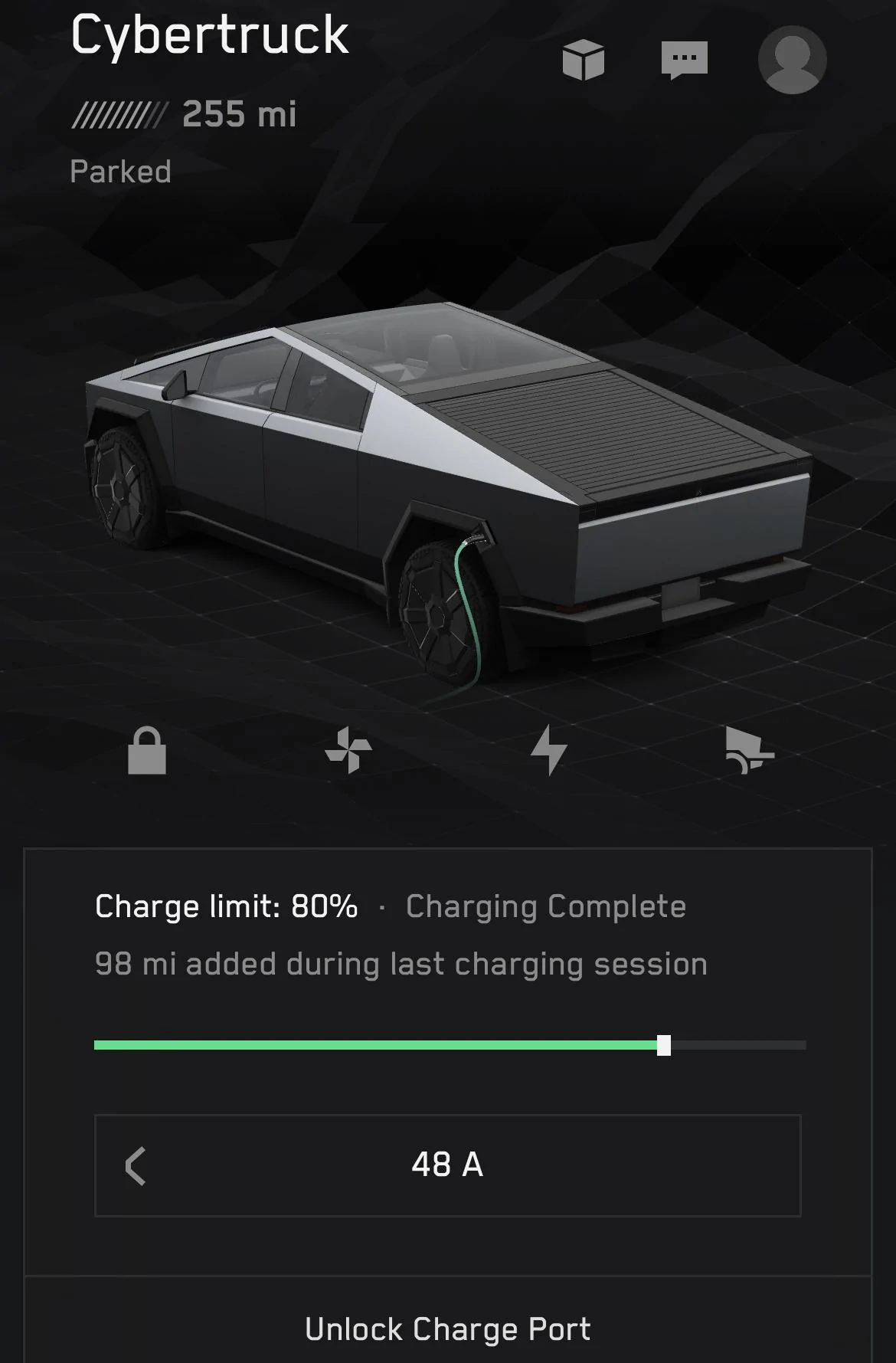 Tesla Cybertruck What’s your current mileage and wh/mi range? 4711E77F-0FA1-48B0-B222-4528FFE99BBB