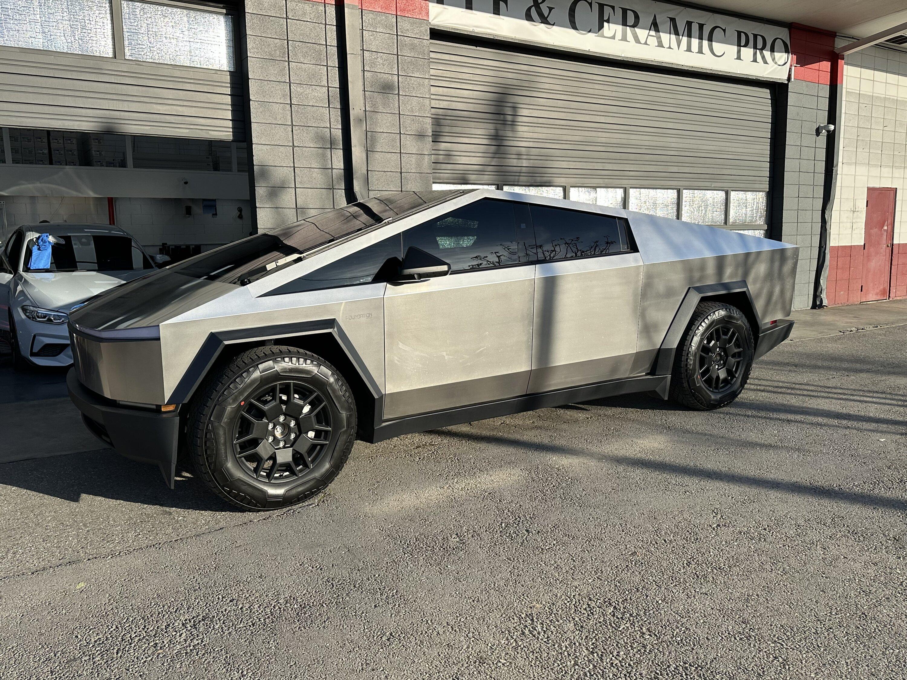 Tesla Cybertruck 25% 3M Ceramic IR tint is a decent match to factory rear window tint IMG_3706