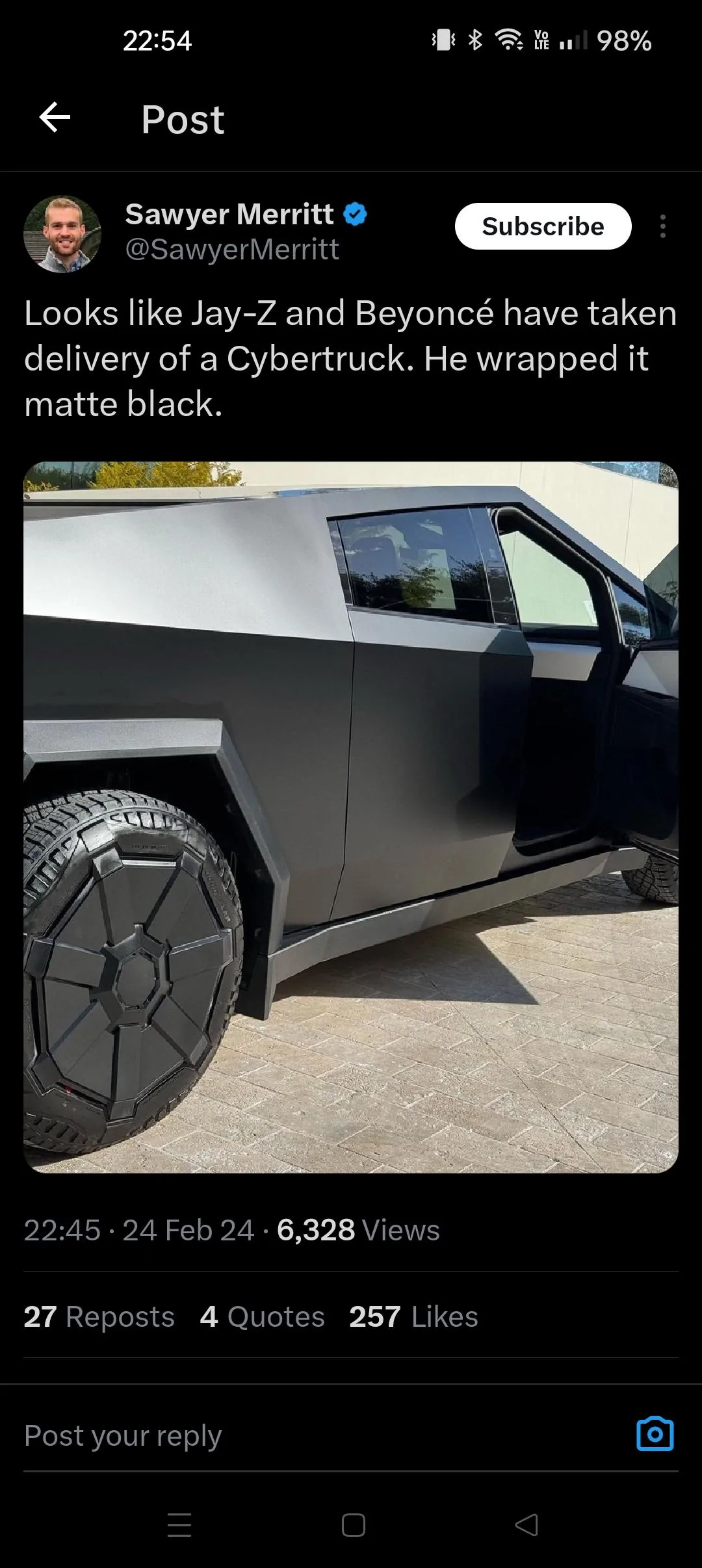 Tesla Cybertruck One of these posers took my Cybertruck reservation! Screenshot_2024-02-24-22-54-24-20_0b2fce7a16bf2b728d6ffa28c8d60ef