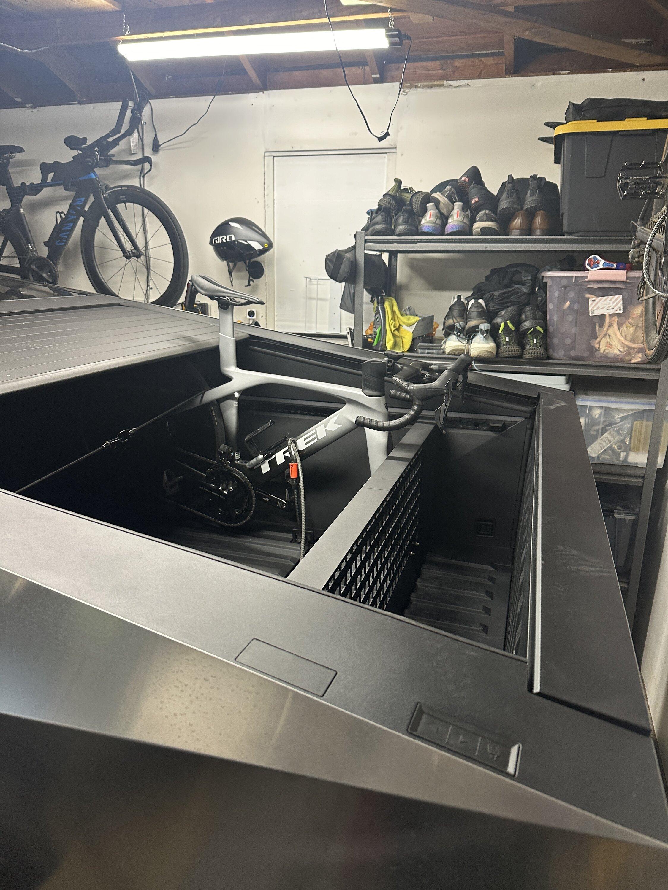 Tesla Cybertruck Bike Mount (2 Fork Mounts) installed on Vault Cargo Divider! IMG_0819.JPG