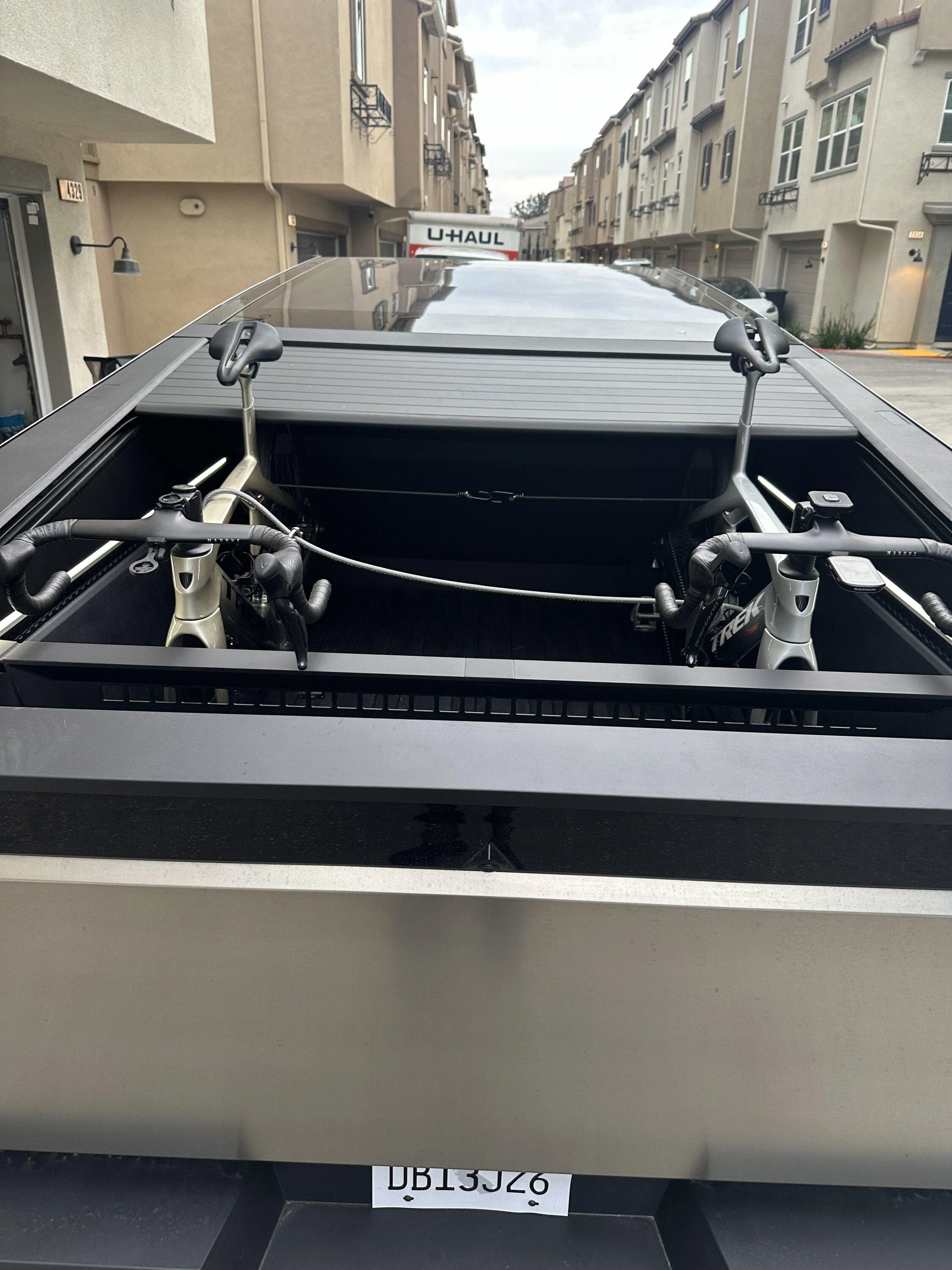 Tesla Cybertruck Bike Mount (2 Fork Mounts) installed on Vault Cargo Divider! IMG_0821