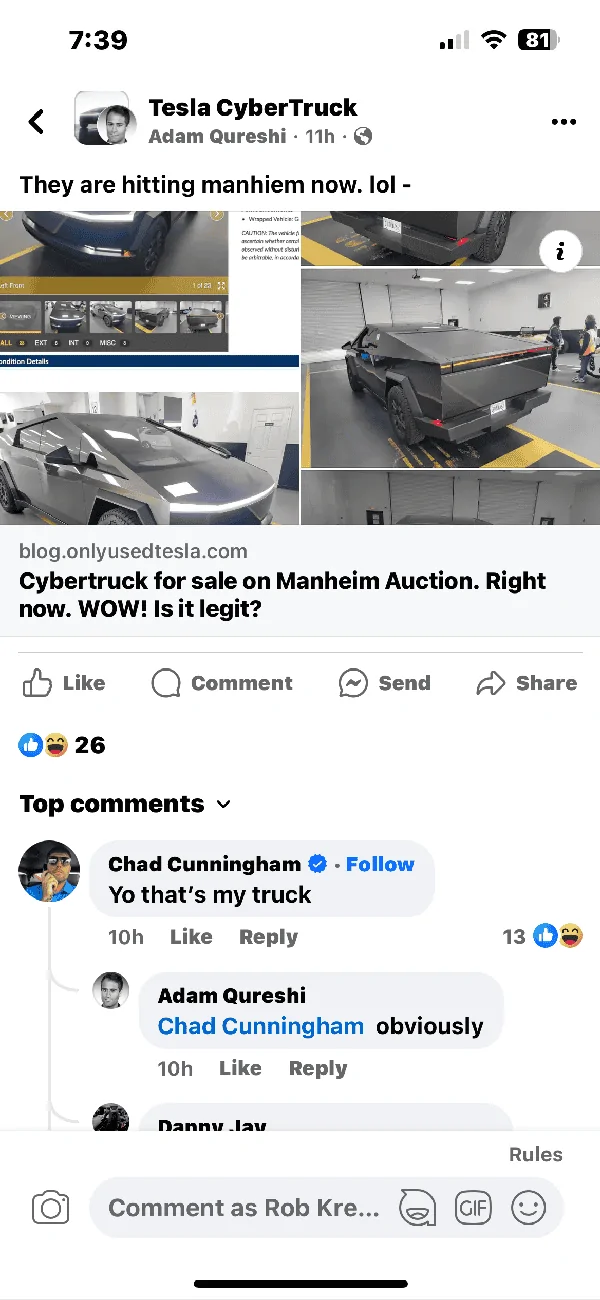 Tesla Cybertruck First Cybertruck at Manhiem wholesale auction IMG_5851