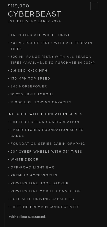 Tesla Cybertruck My CyberBeast Foundation Series Delivery! - 02/26/24 Screenshot from 2023-12-08 21-27-47
