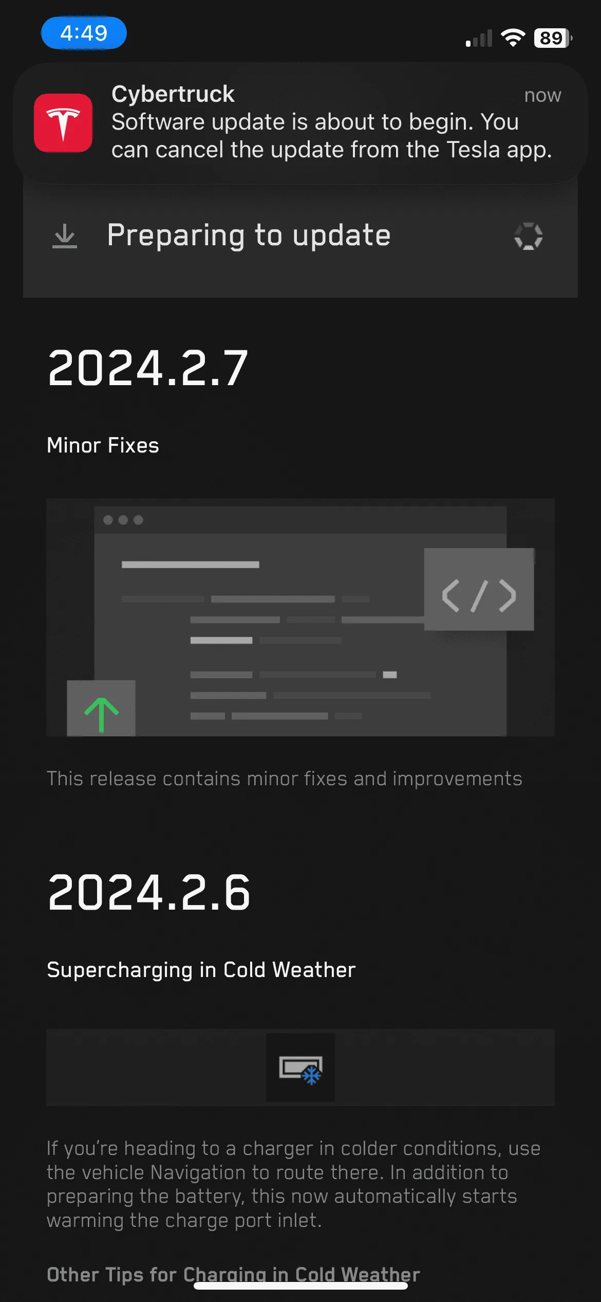 Tesla Cybertruck Software Update 2024.2.7 “Minor Fixes” 2E145116-D502-4B61-AD6E-204AB4F88896