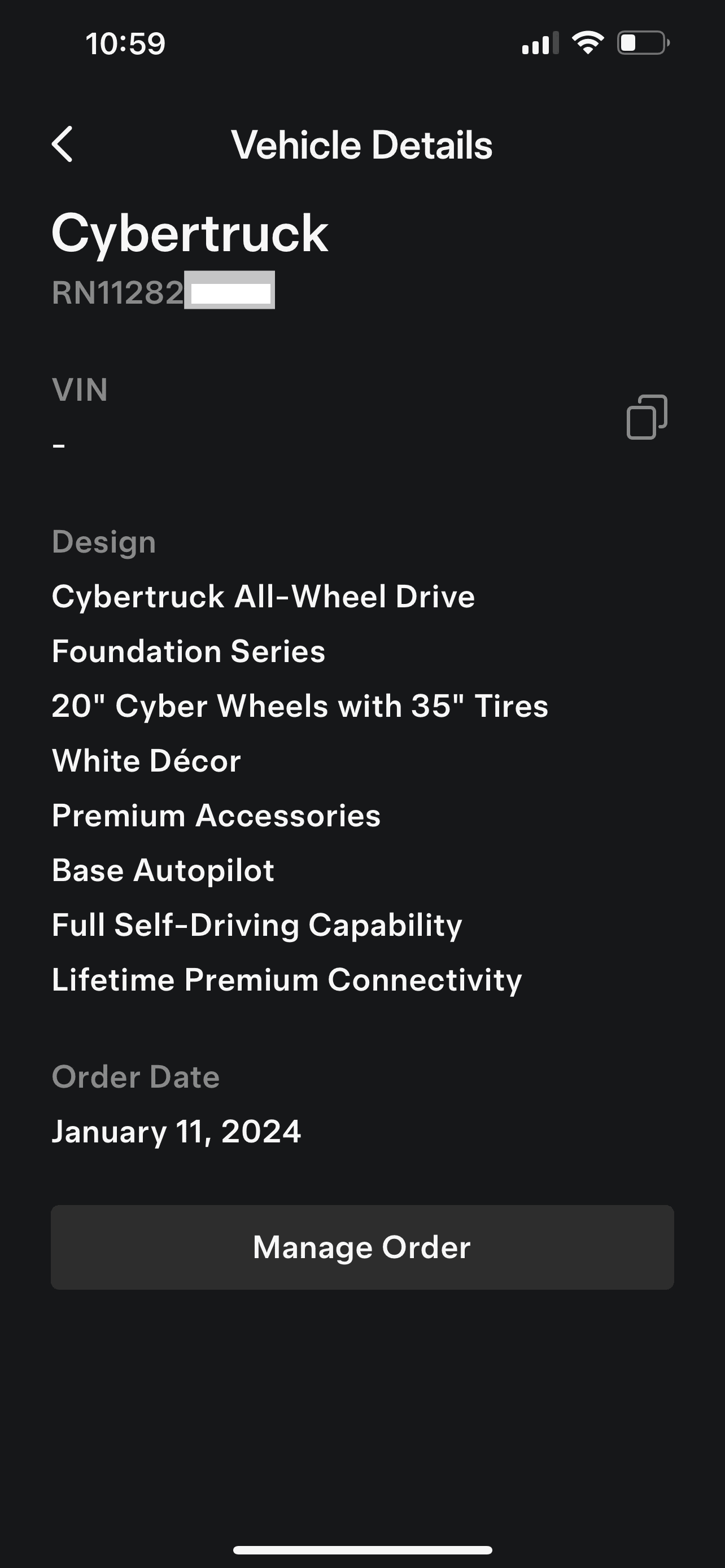 Tesla Cybertruck CT ramp speed increased? Received my VIN this morning, Jan Order IMG_6579