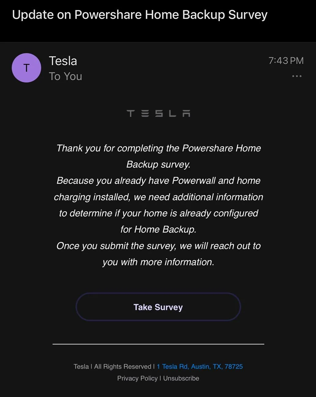 Tesla Cybertruck [New!]Update on Powershare Home Backup Survey IMG_0657