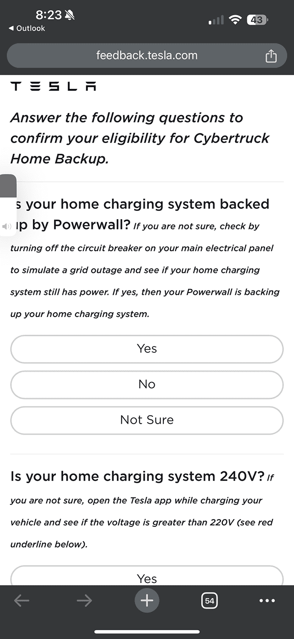 Tesla Cybertruck [New!]Update on Powershare Home Backup Survey IMG_0655