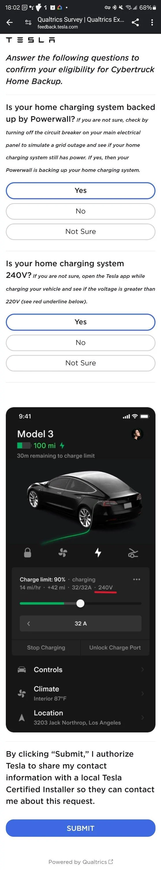 Tesla Cybertruck Got a different Powershare survey today Screenshot_20240304_180236_Chrom