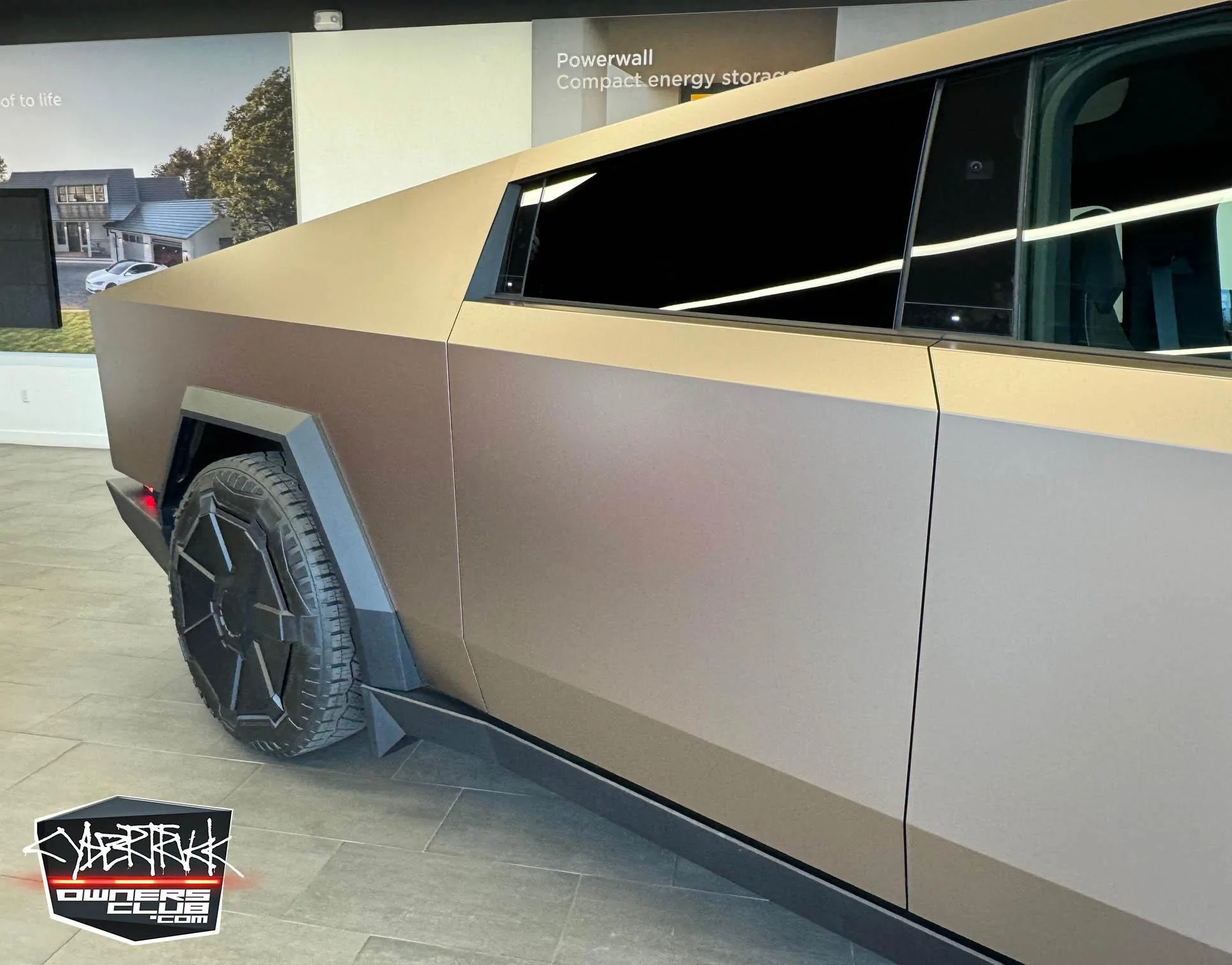 Tesla Cybertruck Satin Rose Gold Factory PPF wrap on Cybertruck - job quality closeup photos Satin Rose Gold PPF wrap Cybertruck 8
