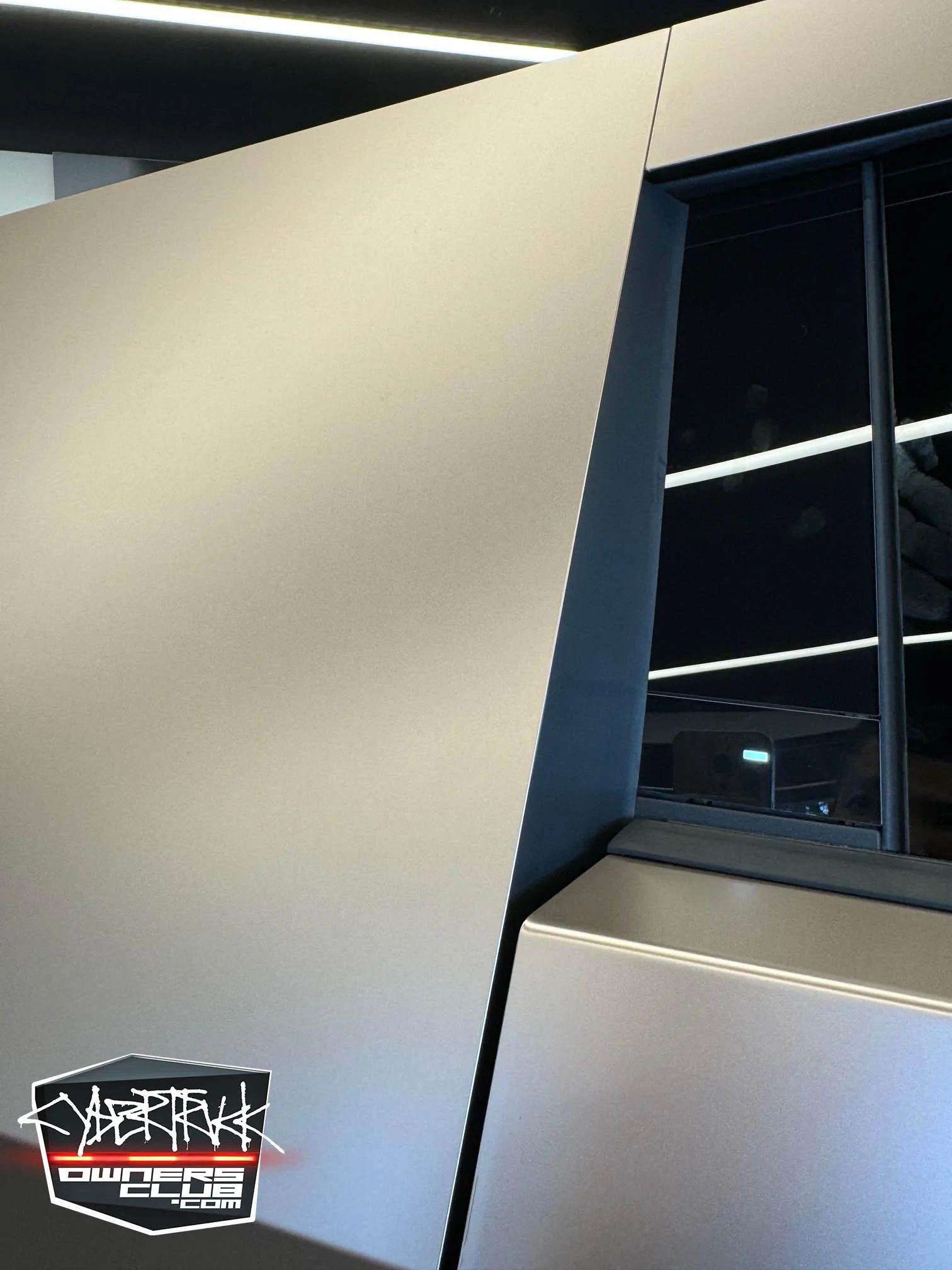 Tesla Cybertruck Satin Rose Gold Factory PPF wrap on Cybertruck - job quality closeup photos Satin Rose Gold PPF wrap Cybertruck 10