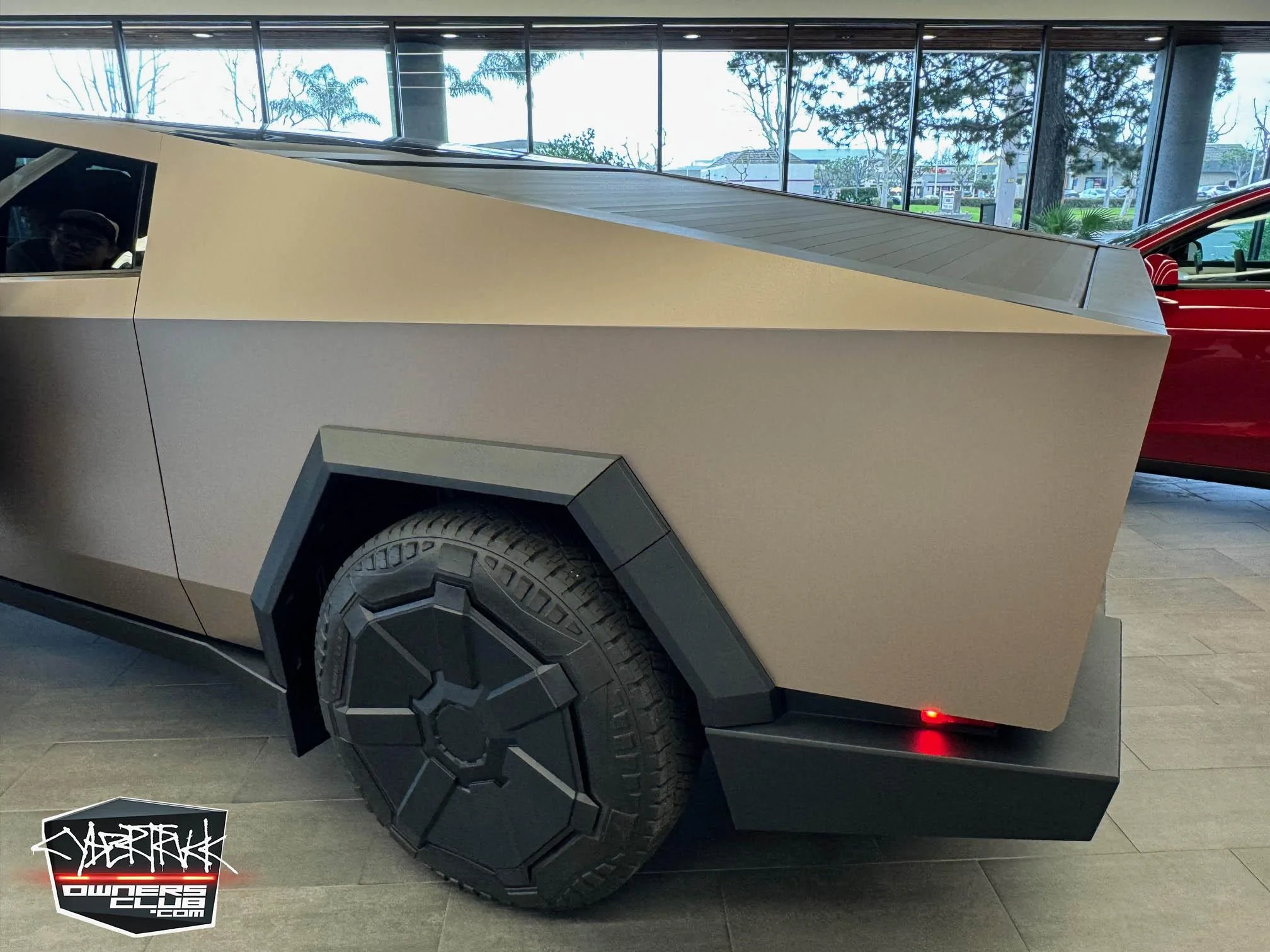 Tesla Cybertruck Satin Rose Gold Factory PPF wrap on Cybertruck - job quality closeup photos Satin Rose Gold PPF wrap Cybertruck 13