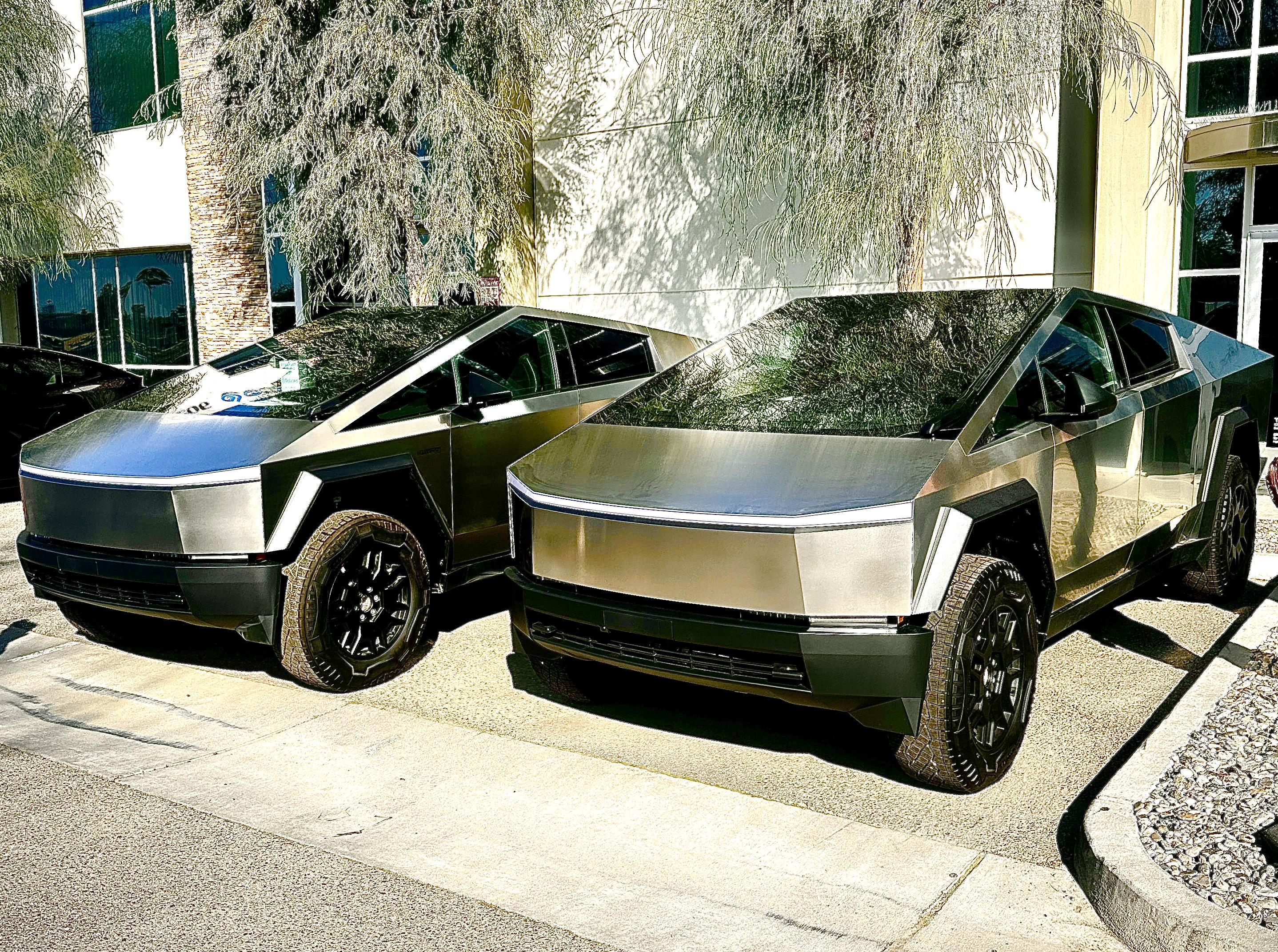 Tesla Cybertruck Looking good! 2 Cybertrucks awaiting delivery at Bakersfield Service Center IMG_4209