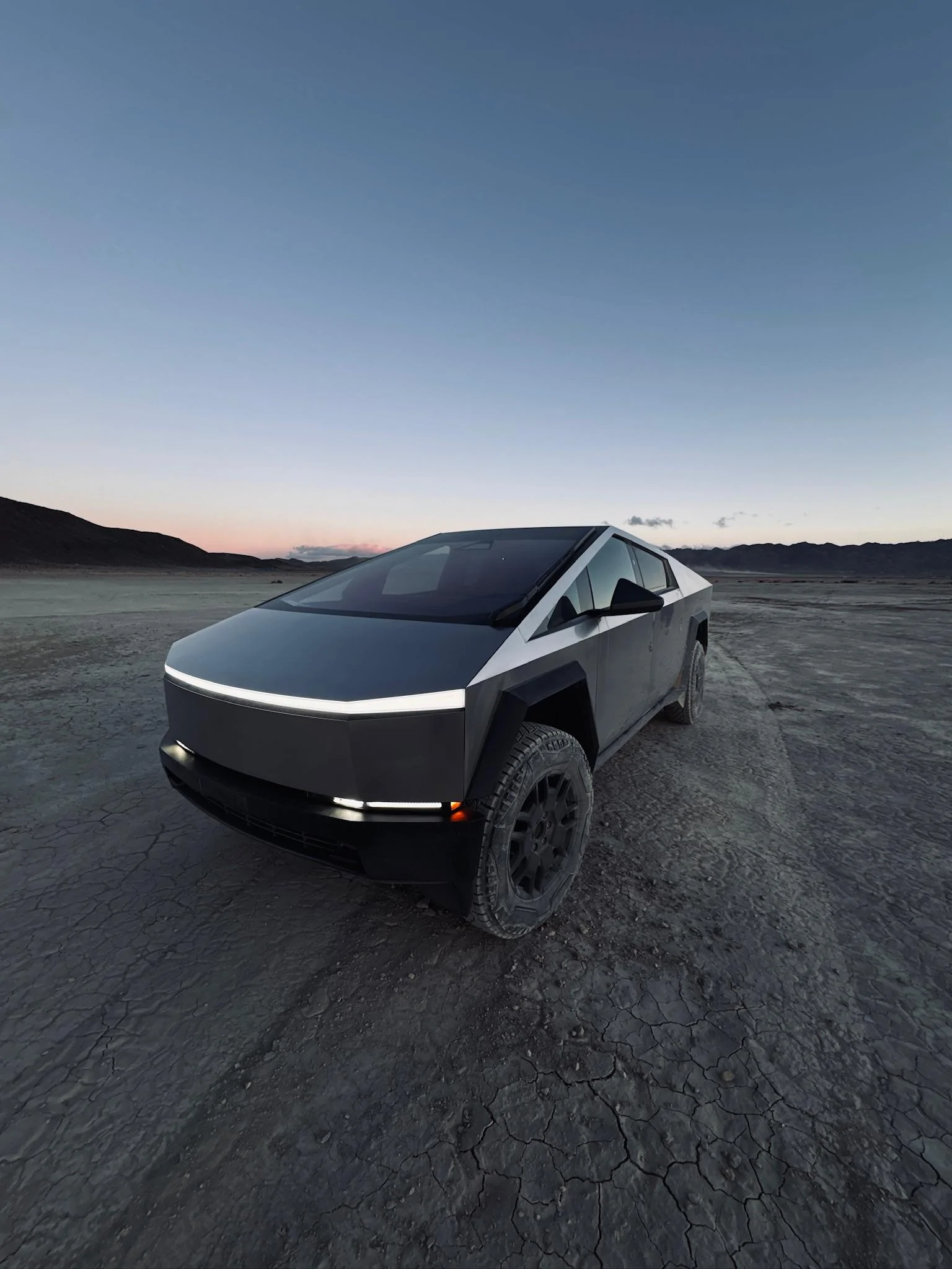 Tesla Cybertruck Desert Trip - Sunfair Lake Bed with CyberBeast in Off-Road Baja Mode IMG_0210