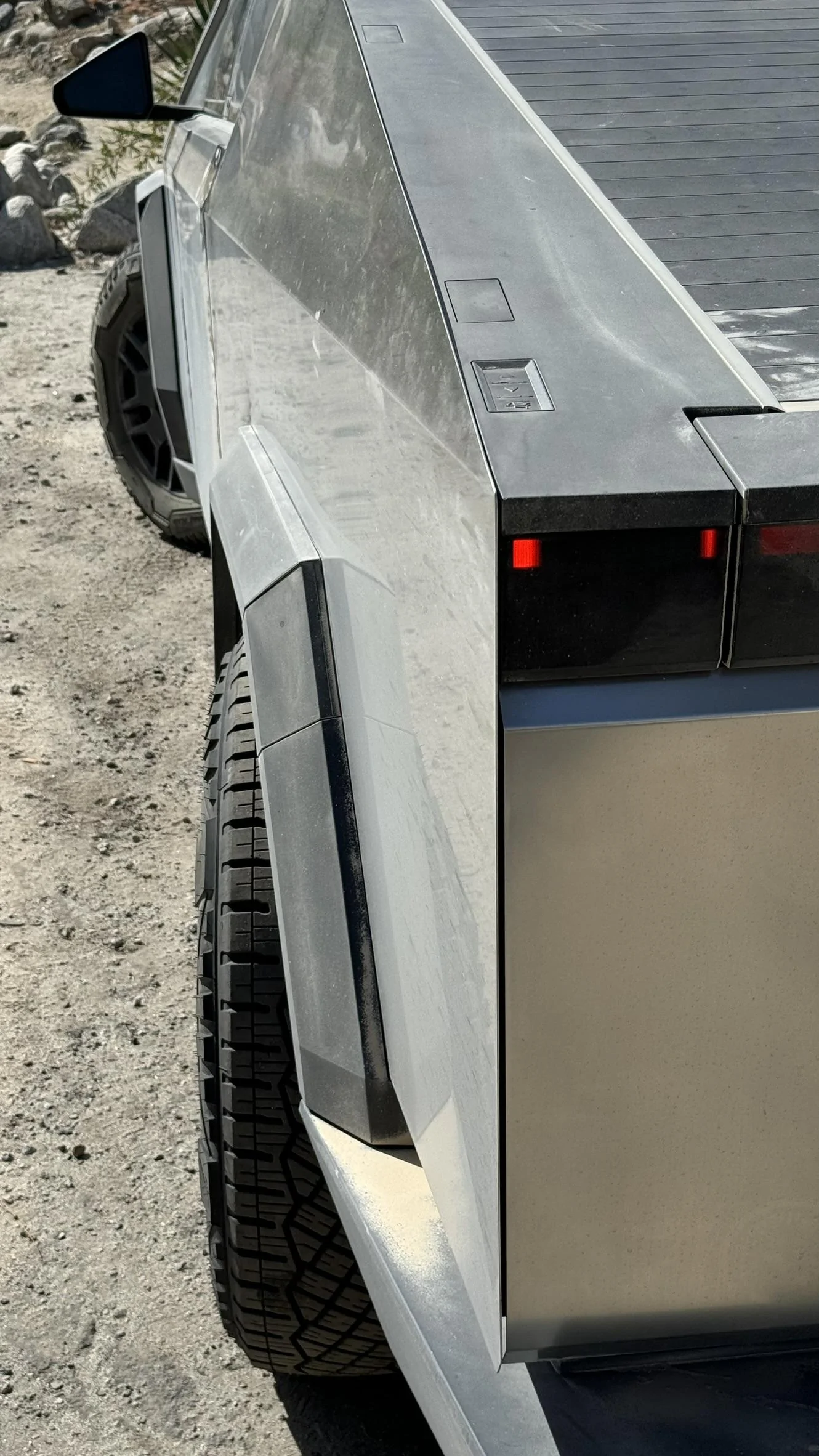 Tesla Cybertruck Desert Trip - Sunfair Lake Bed with CyberBeast in Off-Road Baja Mode IMG_6297