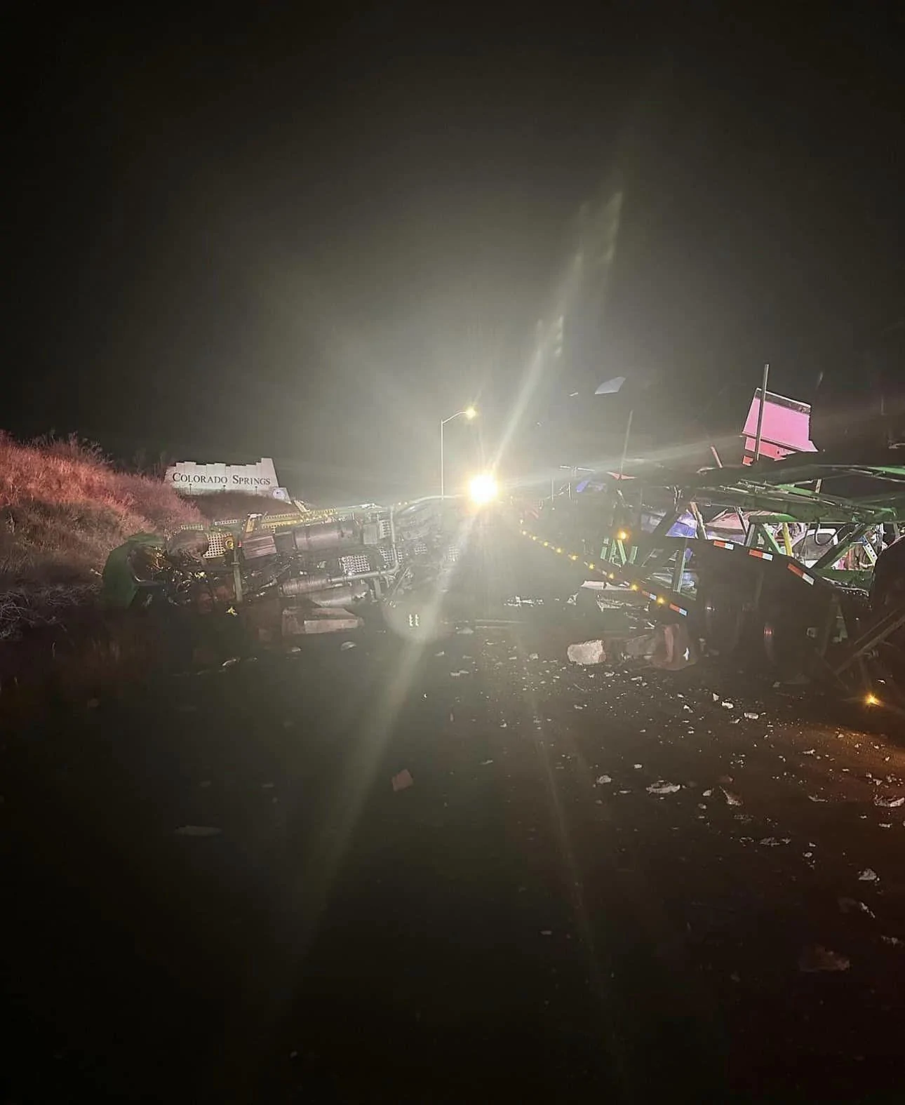 Tesla Cybertruck Cybertrucks on transport crashes in Colorado Springs 430925946_7931692176847199_7413809900012592953_n
