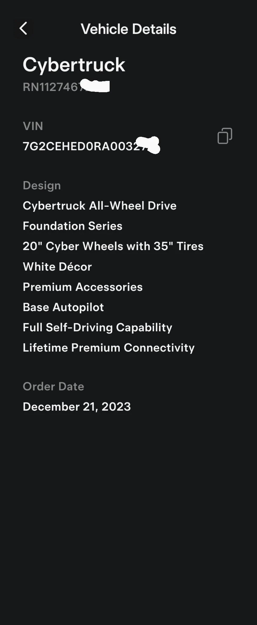 Tesla Cybertruck Oregon VIN secured IMG_20240308_072214