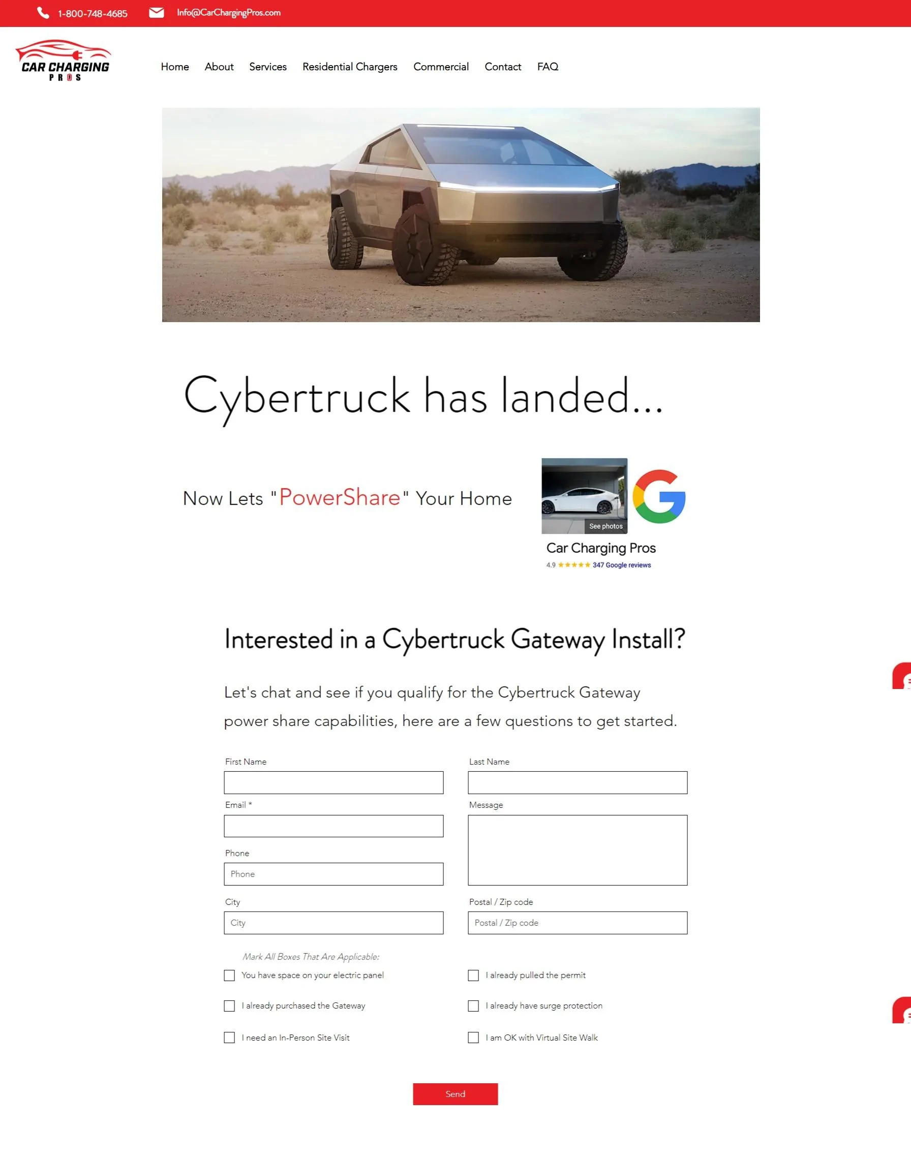 Tesla Cybertruck Powershare install email scam -maybe carchargingpros