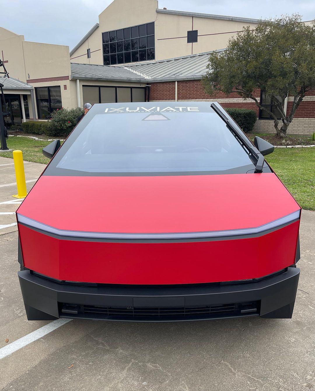 Tesla Cybertruck First liquid PPF "painted" Cybertruck in Rosso Ferrari Red First liquid PPF %22painted%22 Cybertruck in Rosso Ferrari Red 8