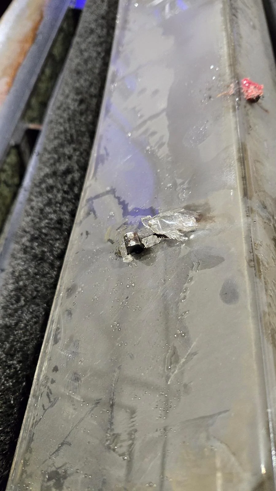 Tesla Cybertruck Quick Quack car wash track popped my tire! 20240311_194153