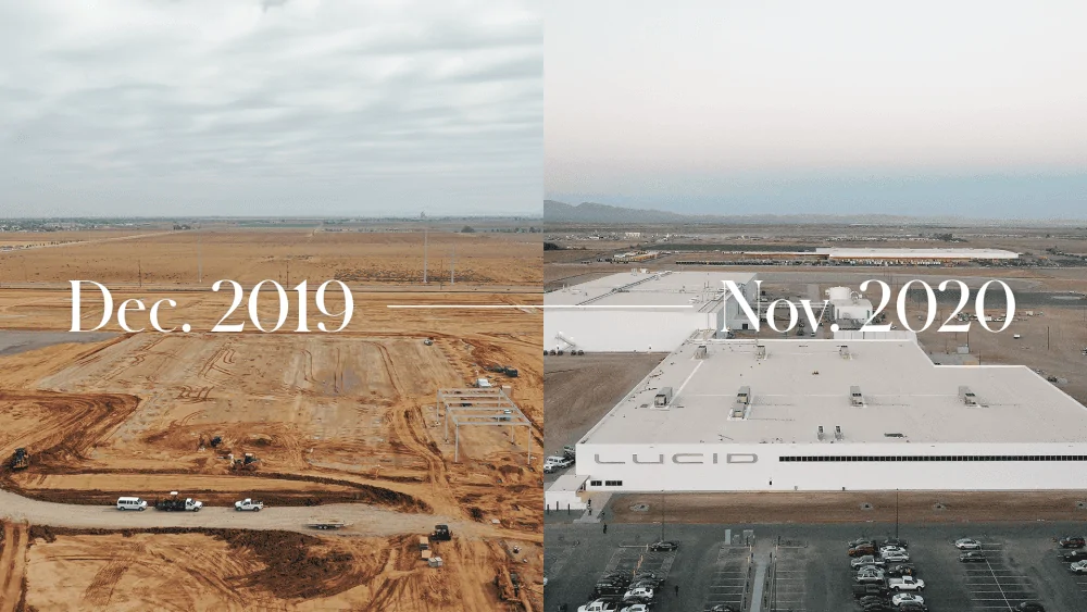 Tesla Cybertruck Lucid factory phase 1 complete Casa-Grande_before-and-after_final