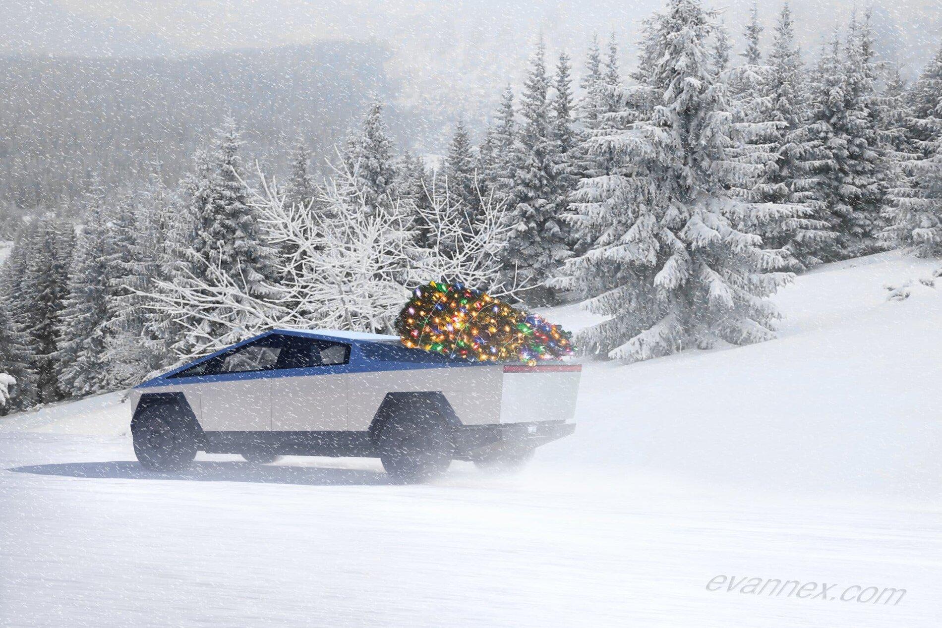 Tesla Cybertruck HO! HO! HO! MERRY CHRISTMAS Tesla-Cybertruck-Christmas