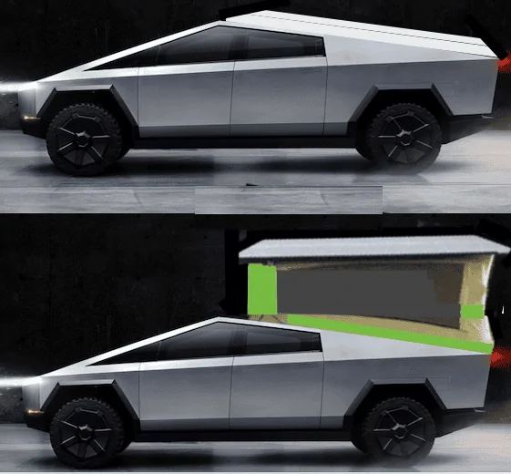 Tesla Cybertruck Crowdsource camper design for Cybertruck CT Westphalia open & closed copy