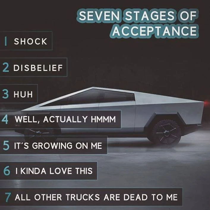Tesla Cybertruck Car designer Frank Stephenson's view on the Cybertruck Ct stages of acceptanc
