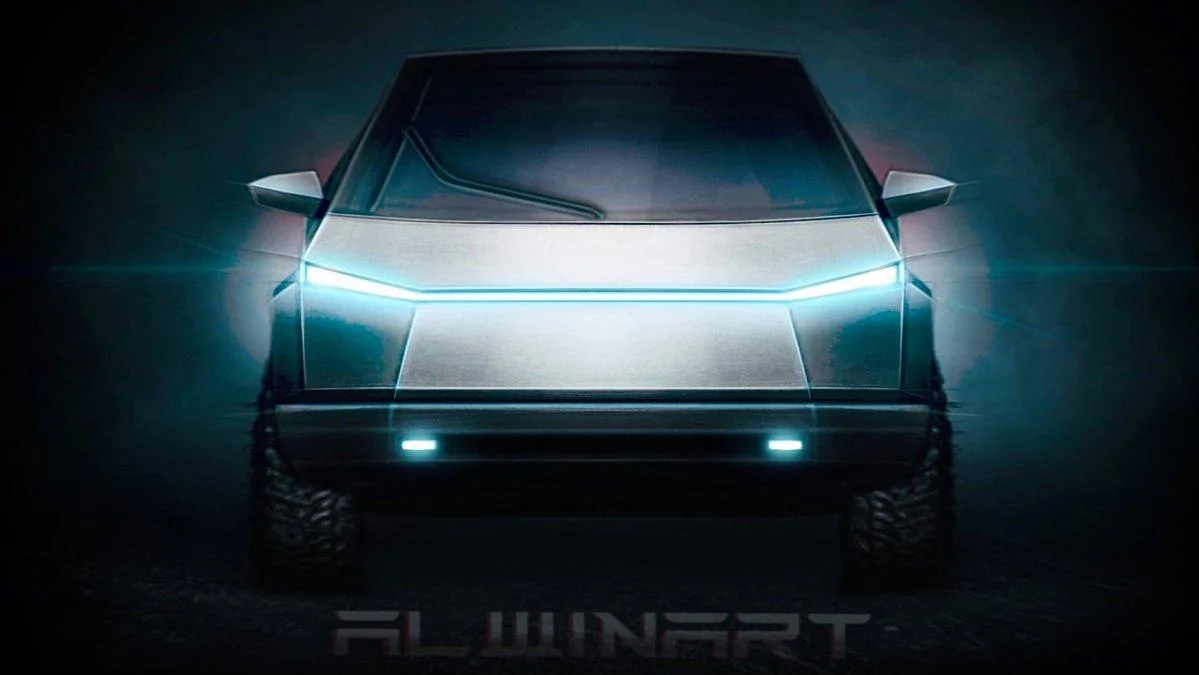 Tesla Cybertruck Cybertruck imagined with side mirrors and windshield wiper 1608038902154