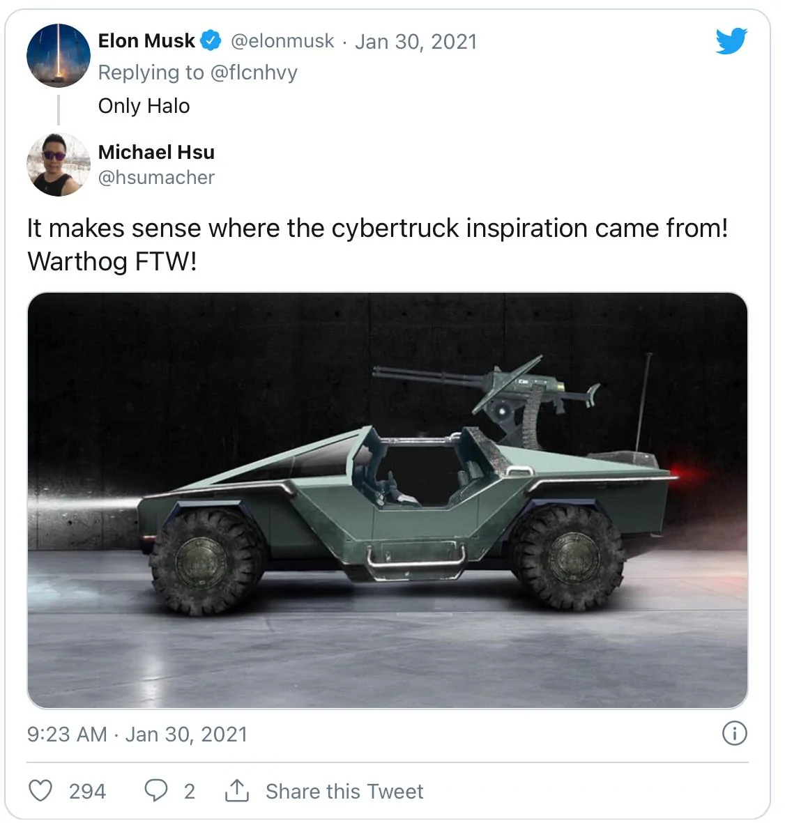Tesla Cybertruck Tesla Cybertruck warthog would be a ‘dream collab’ for Xbox executive 3940A178-EC5A-45B8-BD81-A98BAE6B106F