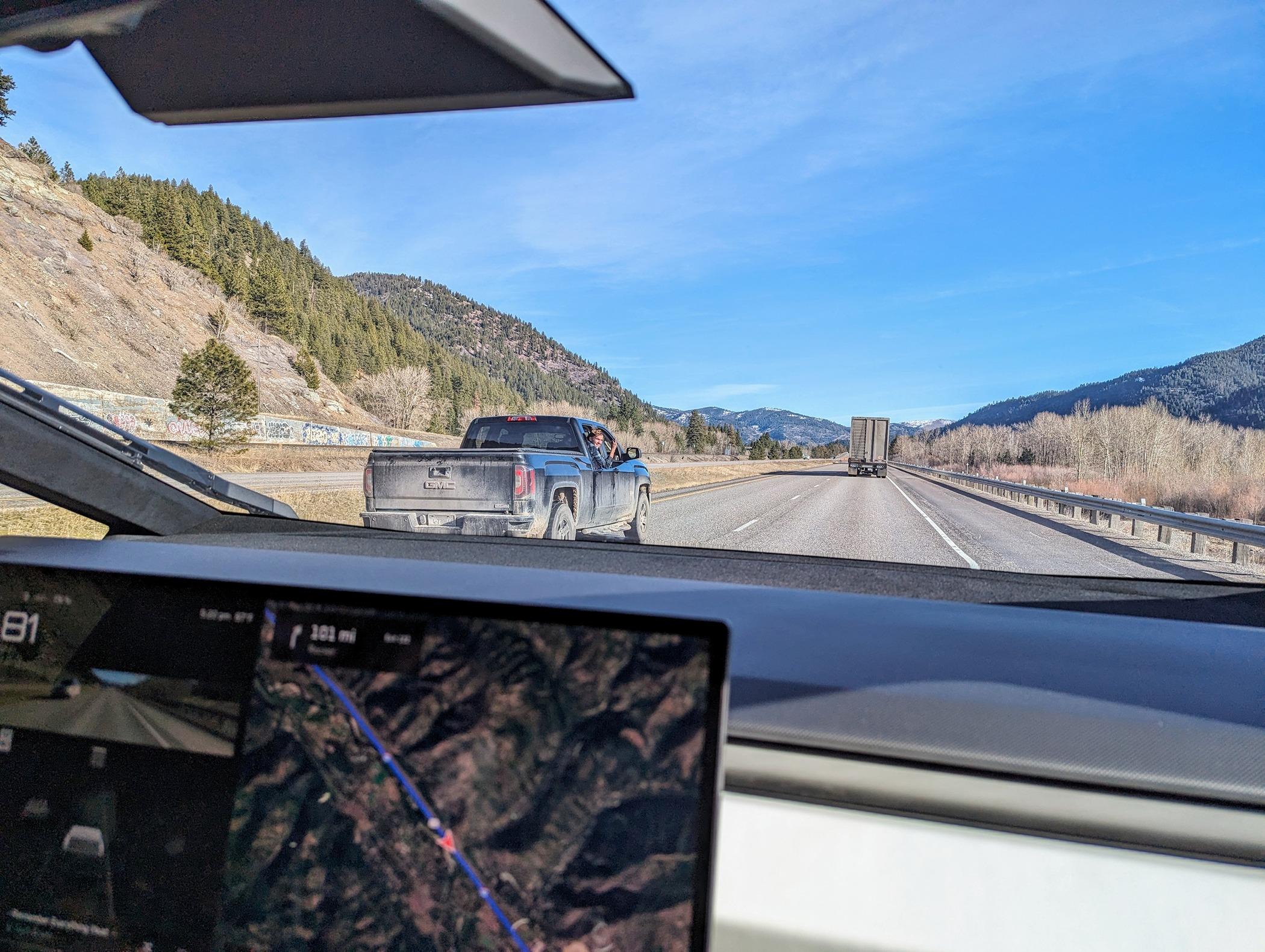 Tesla Cybertruck Montana fun in our Cybertruck. 😊 PXL_20240316_232253658