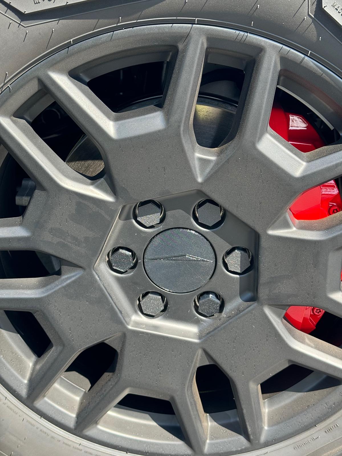 Tesla Cybertruck Aftermarket Cybertruck Wheel Center Caps installed photos IMG_6047