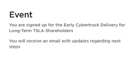 Tesla Cybertruck Early delivery of Foundation Series Cybertruck now available to long-term verified TSLA shareholder! tesla002