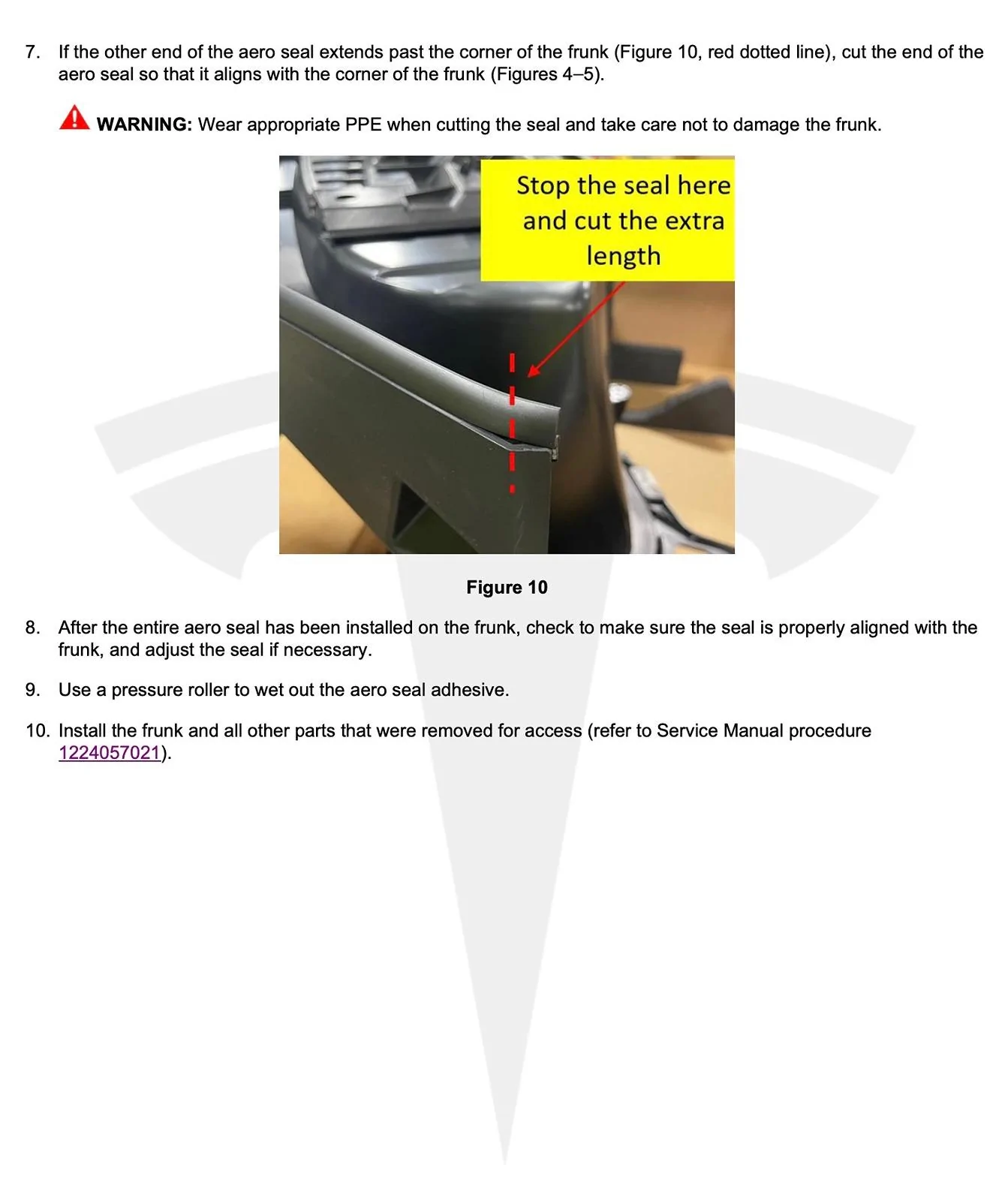 Tesla Cybertruck New TSB Service Bulletin - Frunk Seal (Retrofit Frunk Aero Seal) Frunk Seal (Retrofit Frunk Aero Seal) service bulletin tsb 1