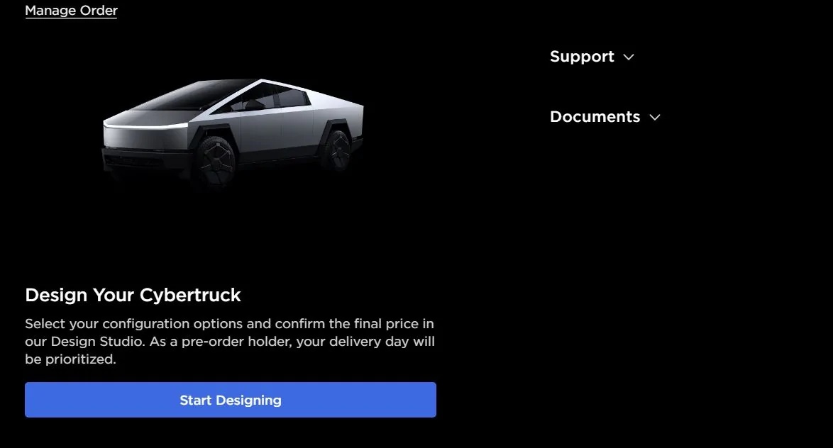 Tesla Cybertruck RN11292xxxx got the Design button in the Tesla website account - what should I do? CT design your truck