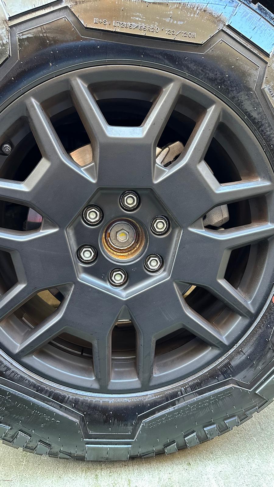 Tesla Cybertruck Rust in center of wheel hub? IMG_5330